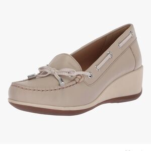 Geox Beige Wedge Loafers